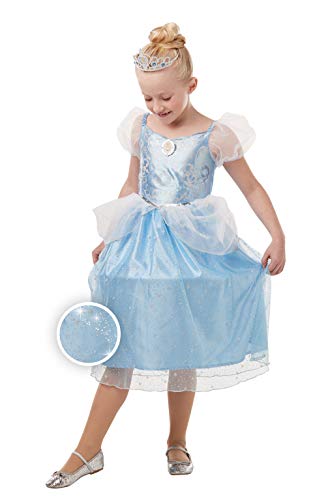 Rubies Offizielles Disney Prinzessin Cinderella Glitzer und Funkeln Mädchen-Kostüm, Kindergröße L, Alter 7–8 Jahre von Rubies