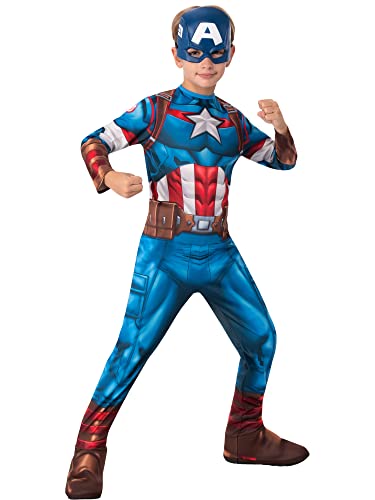 RUBIE'S Offizielles Kostüm Captain America, Marvels Avengers, klassisch, für Kinder, Superhelden-Verkleidung, 9-10 Jahre, 152 cm, Hellblau Halloween von Rubie's