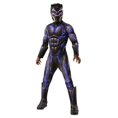 Rubie's Offizielles Luxuskostüm Black Panther, Avengers, Kampfanzug, Kindergröße L, 8-10 Jahre, Körpergröße 147 cm, Mehrfarbig Halloween von Rubie's