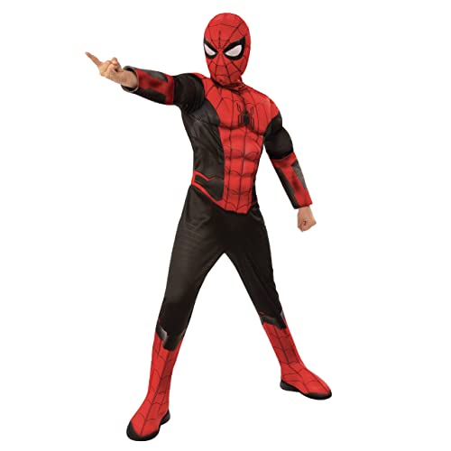 Rubie's Offizielles Marvel Spider-Man No Way Home Deluxe-Kinder-Kostüm, schwarz-rot, Superhelden-Kostüm, Alter 9–10/ XL Halloween von Rubie's