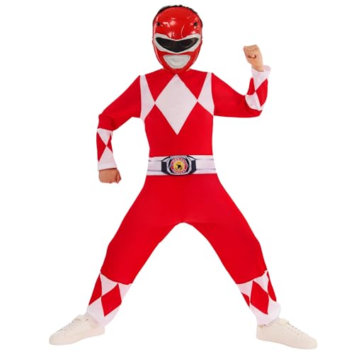 Rubies 1001408XS000 Mighty Morphin Red Ranger Power Kinderkostüm, Größe 5-6 von Rubie's