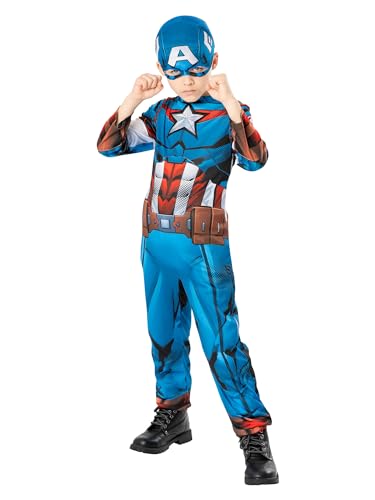 Rubies 3013253-4 Captain America Green Collection Kinderkostüm Kinder Verkleidung Jungen, Mehrfarbig, 3-4 Jahre Halloween von Rubie's