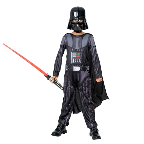 Rubies 3014789-10000 Darth Vader mit nicht beleuchtetem Lichtschwert Kinderverkleidung Jungen, Mehrfarbig, 9-10 Jahre Halloween von Rubie's