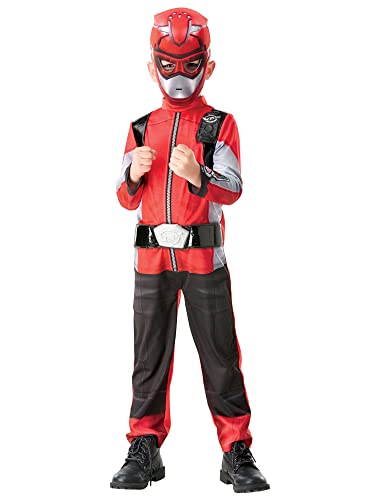 Rubies Offizielles Power Rangers, Beast Morphers Kostüm, rotes Ranger-Deluxe-Kinderkostüm, Größe S, 3–4 Jahre, mehrfarbig, 300458S von Rubie's