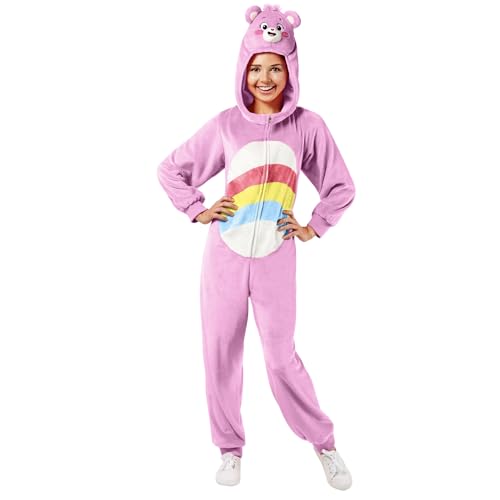 Rubie's 702763M000 Care Cheer Bear Comfy-Wear-Kostüm-Overall mit Kapuze, Erwachsenengröße, Herren, Damen, wie abgebildet, 14–16 von Rubie's