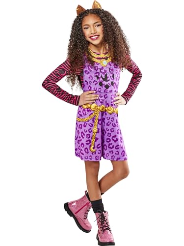 Rubies Clawdeen Klassisches Kostüm für Mädchen, Kleid und Stirnband, offizielles Monster High Kostüm für Karneval, Weihnachten, Geburtstag, Party und Halloween Halloween von Rubie's