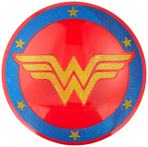 RUBIE'S DC Comics Offizielles Wonder Woman Glitzer-Schild, lizenziertes Zubehör von DC Comics, rotes und blaues Sternschild, mit Wonder Woman Logo, für Hallowwen, Karneval von Rubie's