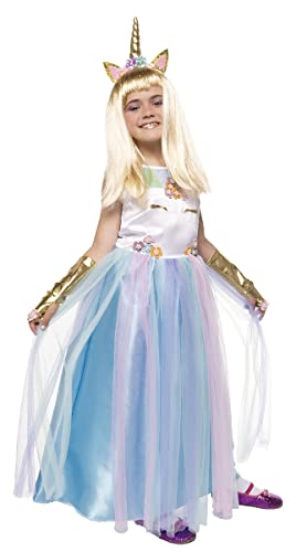 Rubie's Einhorn Queen Prinzessin Kostüm für Mädchen, Kleid mit blauem Organza, Einhorn-Details und Stirnband, Original, ideal für Halloween, Weihnachten, Karneval und Geburtstag. von Rubie's