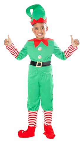 Rubies Elfenkostüm für Kinder, Pullover mit Hose, Gürtel, Stiefelstulpen und Mütze für Weihnachten, Elf, Schulfunktionen, Weihnachtsmann (Größe XS von 5 bis 6 Jahren) von Rubie's