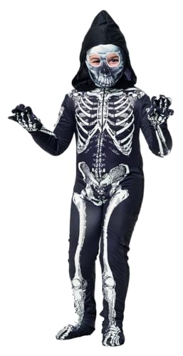 Rubies Freches Skelett-Kostüm für Jungen und Mädchen, Skelett, Jumpsuit mit Handschuhen und Kapuze, offizielles Lizenzprodukt für Halloween, Cosplay, Partys von Rubie's