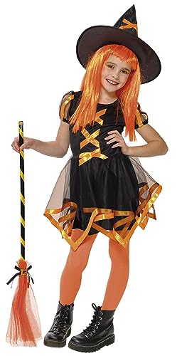 Rubies Hexe Cuca Orange Mädchen Kleid und Hut, offizielle Halloween, Karneval, Geburtstag und Party von Rubie's