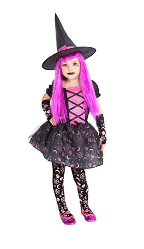 Rubies Hexe Moonlight Pink Mädchen Kleid Rosa Hut und Strümpfe Original Halloween Karneval Geburtstag S8671-L von Rubie's