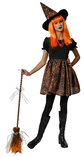 Rubies Hexenkostüm Spiderweb Orange für Mädchen, Kleid Glow in Dark und Hut, offizielle Rubies für Halloween, Karneval, Geburtstag und Party von Rubie's