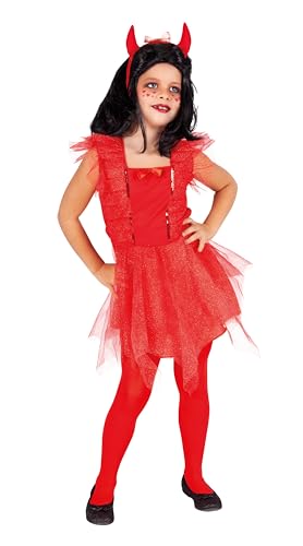 Rubies Süßes Diablesa-Kostüm für Mädchen, Strümpfe und Accessoires, Teufelshörner, offizielles Halloween, Karneval, Weihnachten, Geburtstag, rotes Kleid, S von Rubie's