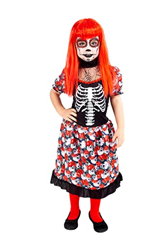 Rubies Katrinita Schönes Kostüm für Mädchen, Kleid mit Totenkopf-Druck, Original Halloween, Karneval, Geburtstag von Rubie's