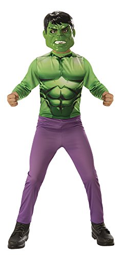 Rubies Klassisches Hulk-Kostüm für Jungen und Mädchen, bedruckter Jumpsuit und Maske, offizielles Marvel-Kostüm für Weihnachten, Karneval, Geburtstag, Party von Rubie's