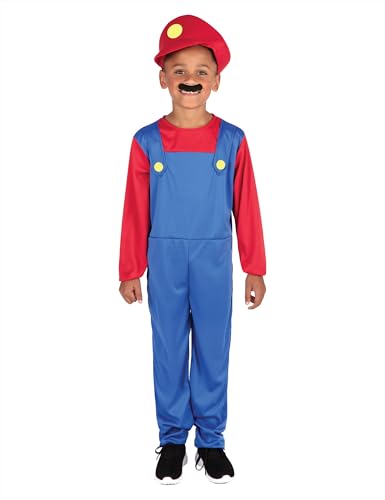 Rubies Klempner Kostüm für Jungen und Mädchen, Overall mit Mütze und Schnurrbart, Rot und Blau, offizielles Lizenzprodukt, Bros, Brothers, Plumber Brothers für Karneval, Party und Geburtstag Rubies Klempner Kostüm für Jungen und Mädchen, Overall mit Mütze und Schnurrbart, Rot und Blau, offizielles Lizenzprodukt, Bros, Brothers, Plumber Brothers für Karneval, Party und Geburtstag von Rubie's