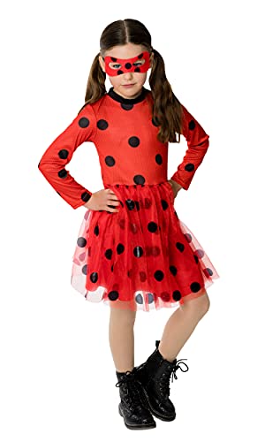 Rubies – Miraculous Offizielles Kostüm – Tutu-Kleid Ladybug für Kinder ohne Maske – Einheitsgröße 5 – 8 Jahre Ideal für Karneval, Halloween oder Anime LadyBug Miraculous von Rubie's