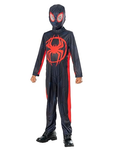 Rubies Miles Morales Spider-Verse Kostüm für Jungen und Mädchen, bedruckter Jumpsuit und Maske, offizieller Marvel für Karneval, Halloween, Weihnachten und Geburtstag von Rubie's