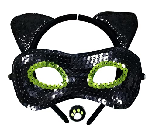 Rubies – Miraculous offizielles Katzen-Zubehör-Set für Kinder mit einer Maske/schwarzem Wolf + einem Haarreif mit Katzenohren + einem Ring, um sich in eine schwarze Katze, Helden von Miraculous zu von Rubie's