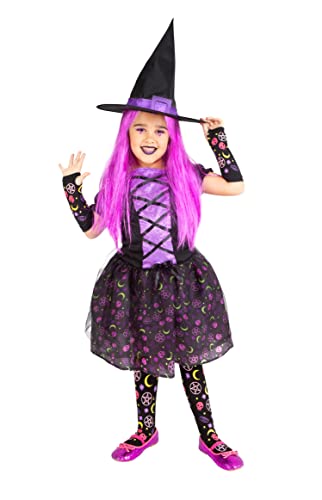 Rubies Moonlight Purple Mädchen Hexe Kleid Lila Hut und Strumpfhosen Original Halloween Karneval Geburtstag von Rubie's