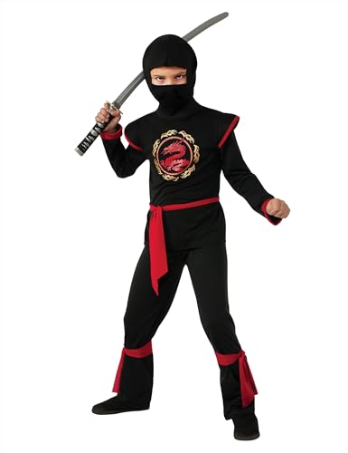 Rubies Ninja-Kostüm für Kinder, mit Kapuze, Gürtel und Bändern, optimal für Halloween, Karneval und Geburtstag von Rubie's