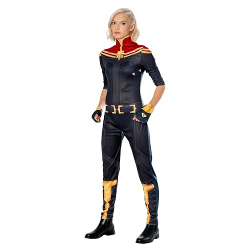 Rubies Captain Marvel-Kostüm für Damen, Jumpsuit und 2 Handschuhe, offizielles Marvel-Kostüm für Karneval, Weihnachten, Geburtstag, Party und Halloween, Größe M von Rubie's