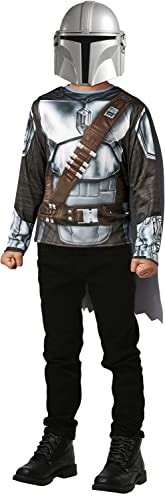 RUBIE'S Star Wars Offizielles Kostüm für Kinder, The Mandalorian, Einheitsgröße 5-8 Jahre, Kostüm mit bedrucktem Oberteil in Rüstungsoptik, einem Umhang mit Klettverschluss und einer Maske aus PVC von Rubie's