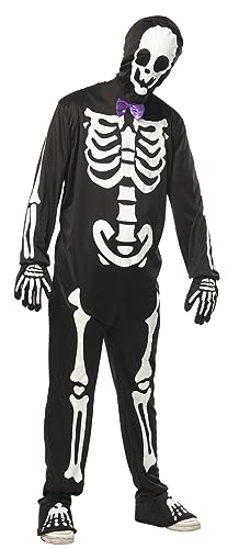 Rubies Skelett-Kostüm für Herren, elegantes Glow in Dark Jumpsuit mit Fliege, Handschuhe und Kapuze, offizielles Halloween-Kostüm, Karneval, Party und Cosplay von Rubie's