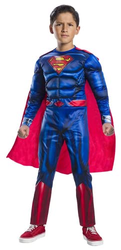 Rubies Superman Black Line Deluxe Kostüm für Kinder, Jumpsuit mit muskulöser Brust und Umhang, offizielles DC Comics, Warner Bros für Halloween, Karneval, Weihnachten und Geburtstag, 702263-S von Rubie's