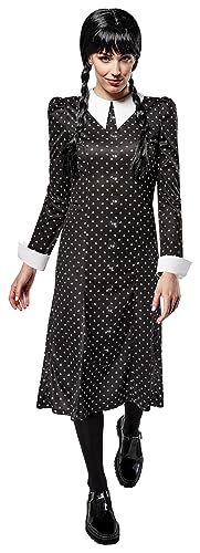 Rubies Wednesday Addams OPP Kostüm für Frauen, bedrucktes Kleid mit Kragen, offizielle Mittwoch Addams für Halloween, Karneval und Cosplay von Rubie's