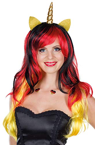 Rubie's 54415-STD Rubies 54415-Fan Unicorn Wig, Deutschland WM Einhorn Perücke, Fussball, Mehrfarbig von Rubie's