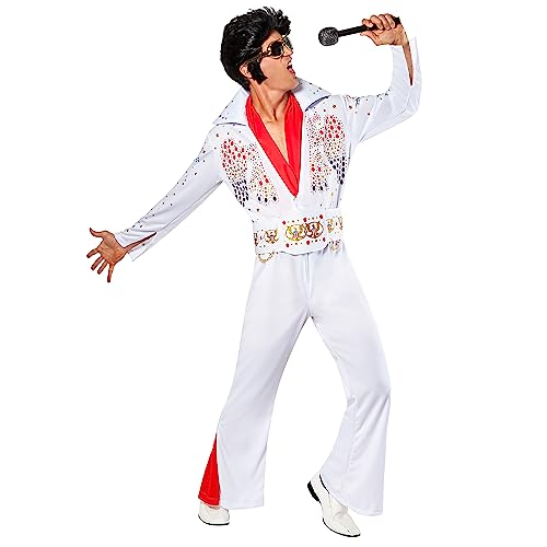 Rubie's 889050XL000 Deluxe Elvis Kostüm für Erwachsene, Herren, Weiß, XL, Brustumfang 111,8–116,8 cm Rubie's 889050XL000 Deluxe Elvis Kostüm für Erwachsene, Herren, Weiß, XL, Brustumfang 111,8–116,8 cm von Rubie's