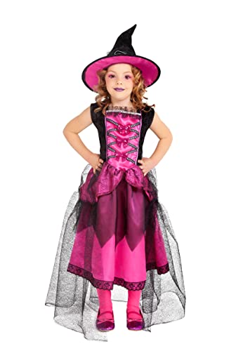 Rubies Hexenkostüm Chic Rosa für Mädchen, luxuriöses Kleid in Rosa mit Hut, Original Halloween, Karneval und Geburtstag von Rubie's