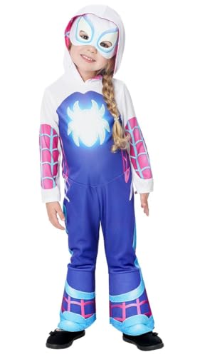 Rubies Ghost Spider Glow in Dark Preschool Kostüm für Mädchen, Jumpsuit, Stiefelüberzug und Maske, offizielles Marvel-Kostüm für Karneval, Weihnachten, Geburtstag, Party und Halloween. von Rubie's