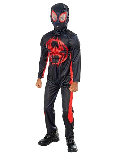 Rubies Miles Morales Deluxe Kostüm für Jungen und Mädchen, Jumpsuit mit Muskelbrust und Maske, offizielles Marvel-Lizenzprodukt für Geburtstage, Geschenke, Partys und Karneval von Rubie's