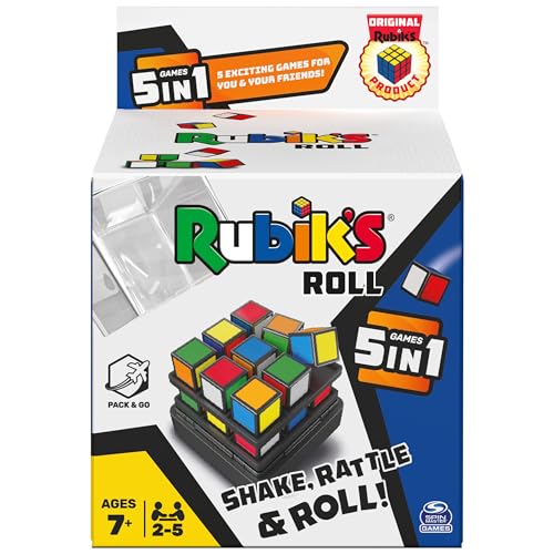 Rubik's Roll, 5-in-1-Würfelspiele, Pack & Go Reisegröße, Multiplayer, bunt, für Kinder und Erwachsene ab 7 Jahren von Rubik's