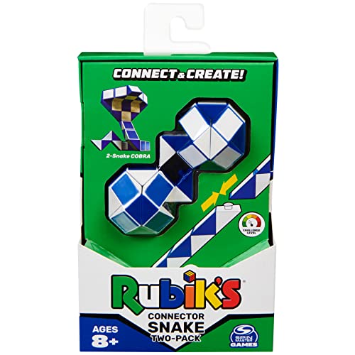 Rubik's 6064893 Verbindungsschlange, 2er-Pack Würfel, 3D-Puzzle-Spiel, Stressabbau, Fidget-Spielzeug, Aktivitätswürfel, Reisespiel, Geschenkidee, für Erwachsene und Kinder ab 8 Jahren, Mehrfarbig von Rubik's