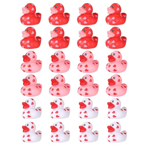 24 Stück Badeente Lustige Gummi Ente Gummiente mit Liebe Element.Mini Kleine Rosa Enten für Badewannen Spielzeug für Geburtstag / Partyzubehör/ Valentinstag (A) von Rubu22a