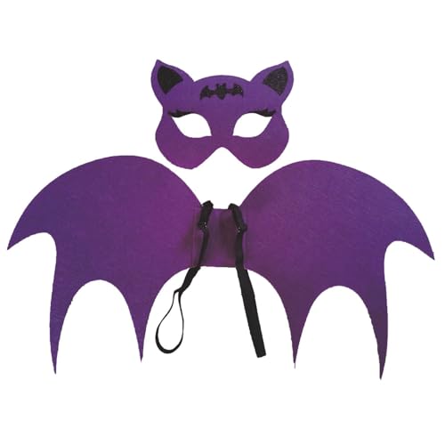 Fledermaus Kostüm für Kinder,Flügel,Masken-Halloween Horror Karneval Fasching Kostüme Mädchen Fledermaus Kinderkostüm Tierkostüm Cosplay Zubehör für Kinder Halloween Karneval Fasching Mottoparty (B) von Rubu22a