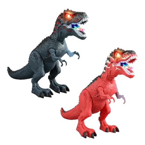 Kinder Dinosaurier Spielzeug Tyrannosaurus Rex mit Gehen und Brüllen, Licht, Lege-Eier,Elektrisch Dino Roboter, Lernspielzeug für Kleinkinder Jungen Mädchen ab 3 4 5 Jahre (2PCS) von Rubu22a