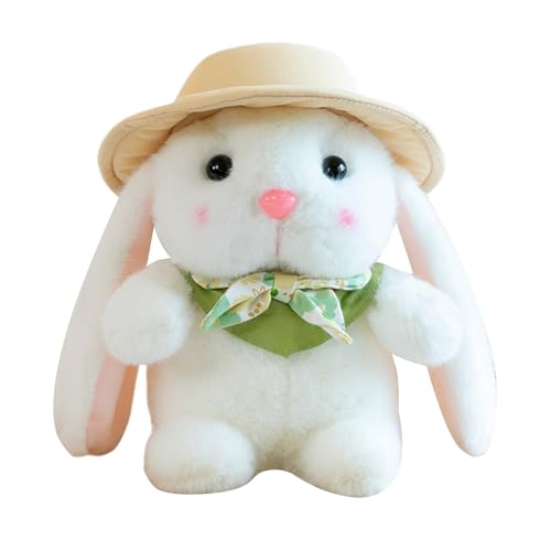 Plüschtier, Kaninchen (23cm Länge) Weiches,kuscheliges, umweltfreundliches Tiersammlung,Handpuppe Hase - Plüsch-Puppe, Kaninchen - Plüschtier, Kuscheltier (Weiß) von Rubu22a