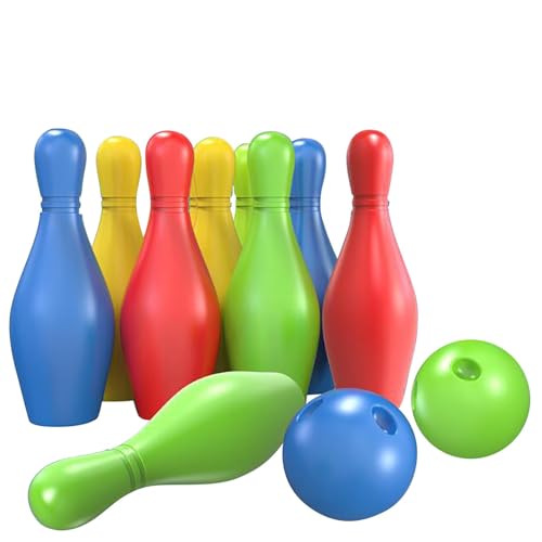 Rubu22a 12 Stück Bowling Set,Kegelspiel für Kinder,Indoor und Outdoor Spielzeug ab 2 Jahren,Kinderspielzeug Kinderspiele Lernspiele Geschenk (A) von Rubu22a