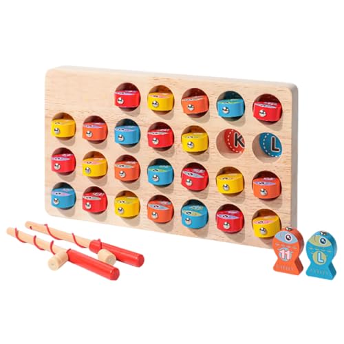 Rubu22a Angelspiel Holz, Motorikspielzeug Fisch Angel Spiel für Kinder, Montessori Motorik Holz Spielzeug Lernspielzeug Geschenk Für Mädchen und Jungen (A) von Rubu22a