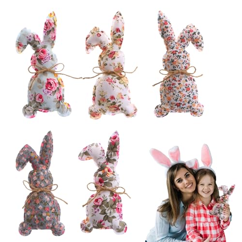 Rubu22a Kuscheltier Hase 24cm - Stofftier aus weichem Stoff, Niedliches Plüschtier zum Kuscheln und Spielen für Kinder，Geschenkidee fürs Osternest (5pcs) von Rubu22a