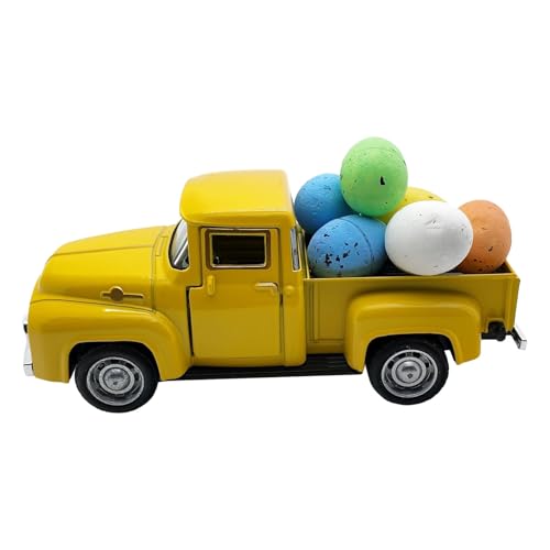 Rubu22a Osterwagen mit Eiern, Osterdekoration, 1 LKW + 6 Eier, Geschenke für Jungen und Mädchen (B) von Rubu22a