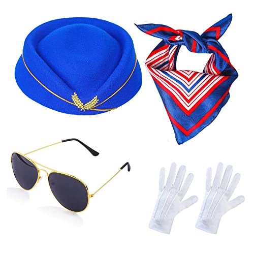 Rudiaoa Kapitän Kostüm Verkleiden Zubehör Flieger-Sonnenbrille Stewardess Cosplay Kostüm Zubehör Stewardess Hut von Rudiaoa