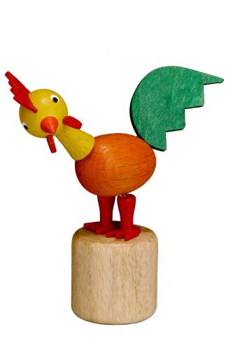 Rudolphs Schatzkiste Holzspielzeug Wackelfigur Hahn grün Höhe=8cm NEU Spielzeug Wackeln Wackeltier Wackelspielzeug Figur Holzspielzeug Holztier Tier Drücken Drückfigur Holz Holzfiguren Seiffen von Rudolphs Schatzkiste