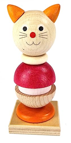 Rudolphs Schatzkiste Stapelspiel Katze bunt BxHxT 6x14x6cm NEU Babyspielzeug Holzspielzeug Holzfahrzeug Holztruck Spielzeug Strategiespiel Geschicklichkeitsspiel Geduldsspiel Holzgestaltung von Rudolphs Schatzkiste