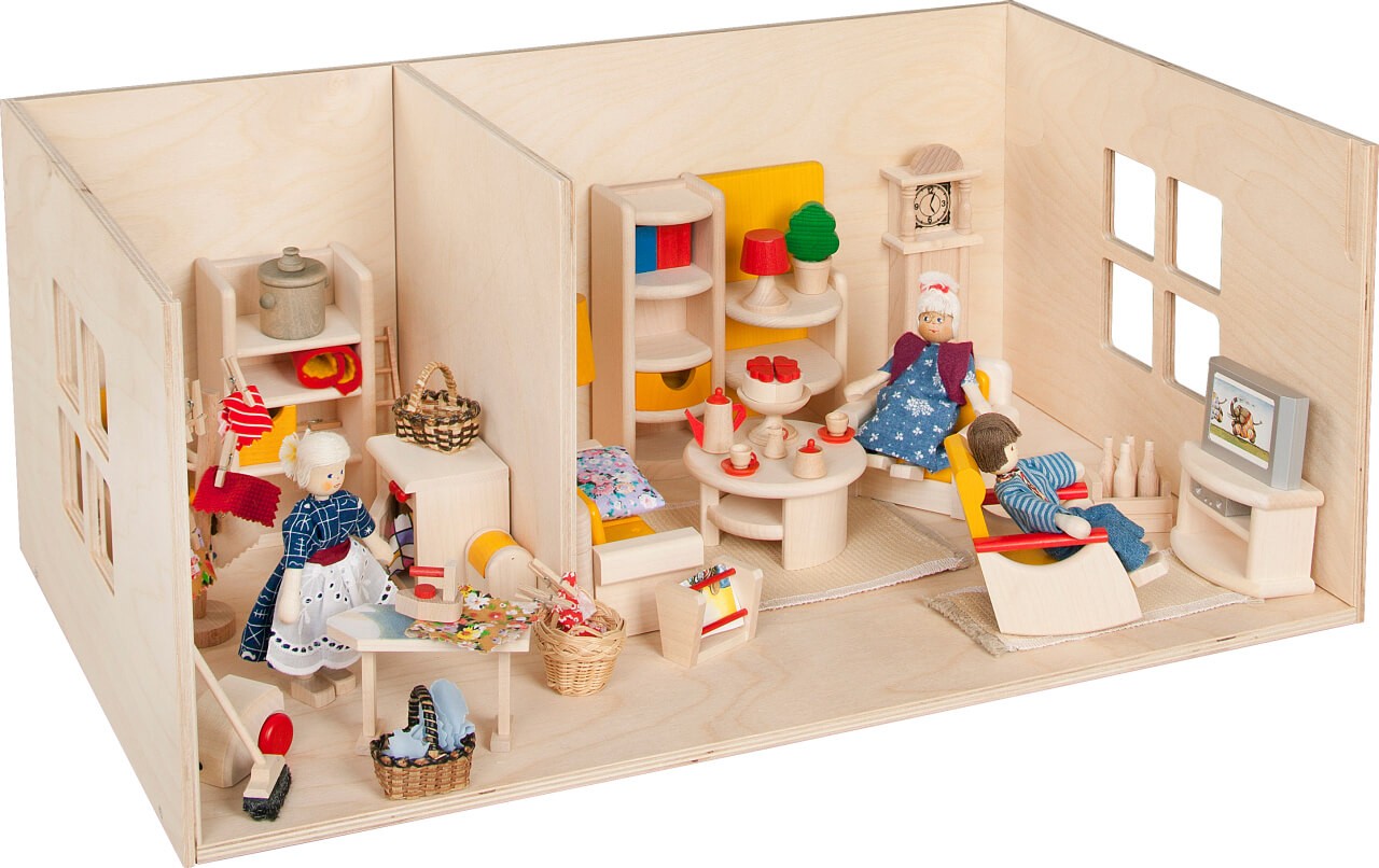 Holz-Puppenstube für Haus mit Balkon, Erweiterung für eine zusätzliche Etage von Rülke Holzspielzeug